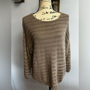 Chico’s blouse open knit crochet boho chic‎ metallic thread detailing stretchy